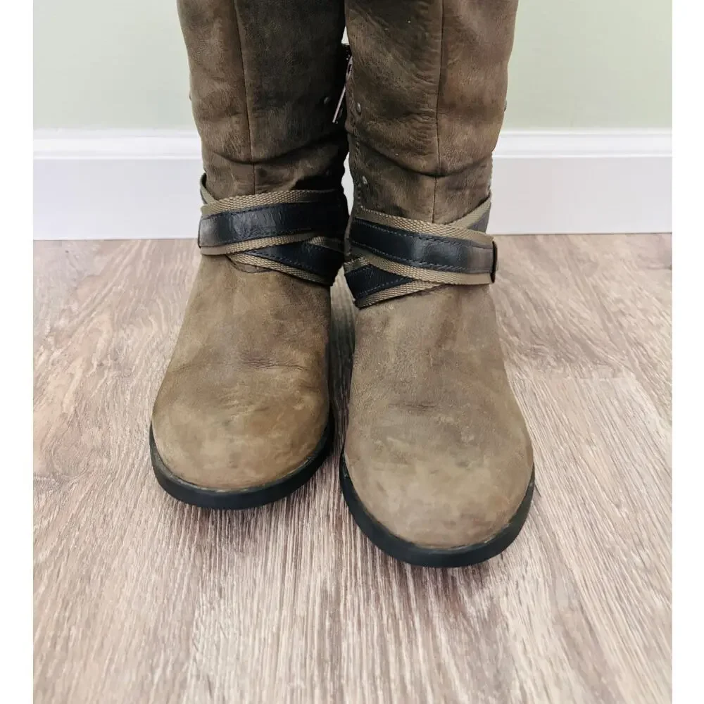 Sorel Lola Leather Tall Boots Size 7 Brown Riding Winter Boots